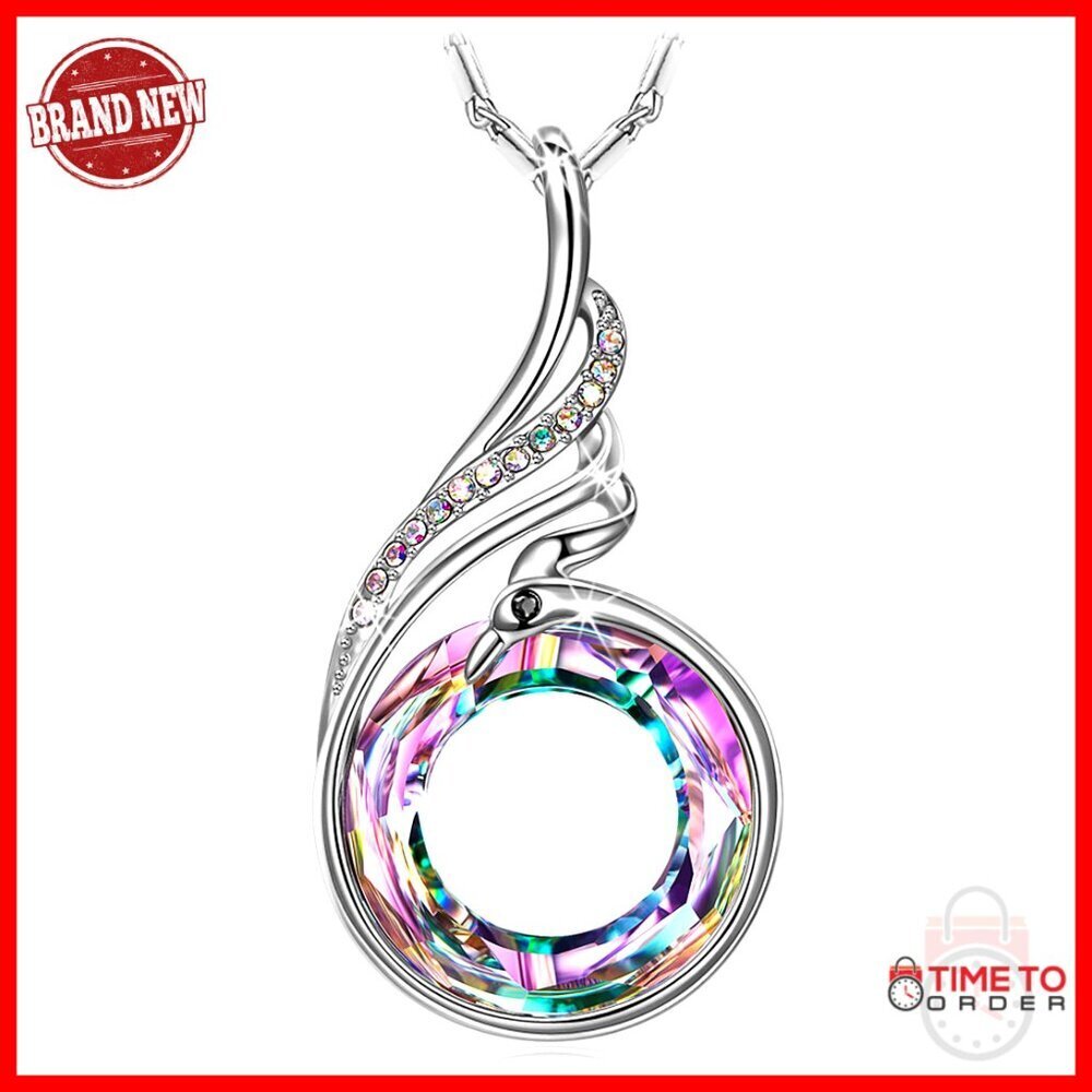 Crystal Phoenix Pendant Necklace with 18+2 Inch Chain, Gift Box